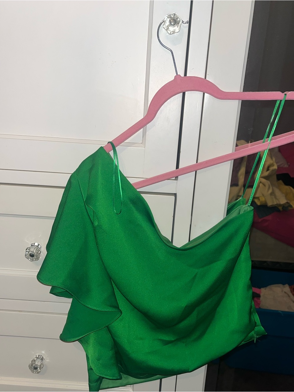 glam Kelly Green Satin Camisole